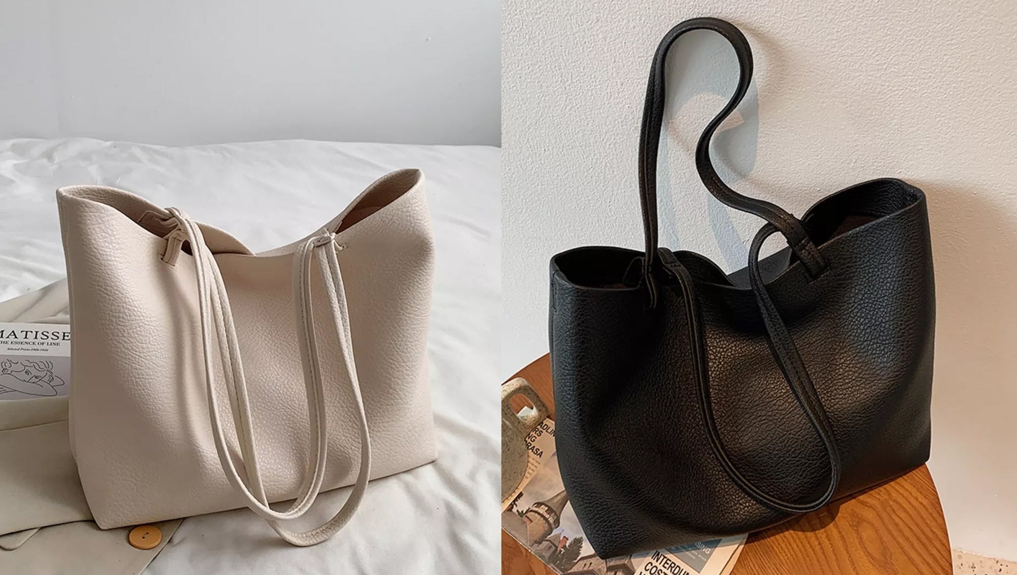 designer-inspired faux leather tote bag