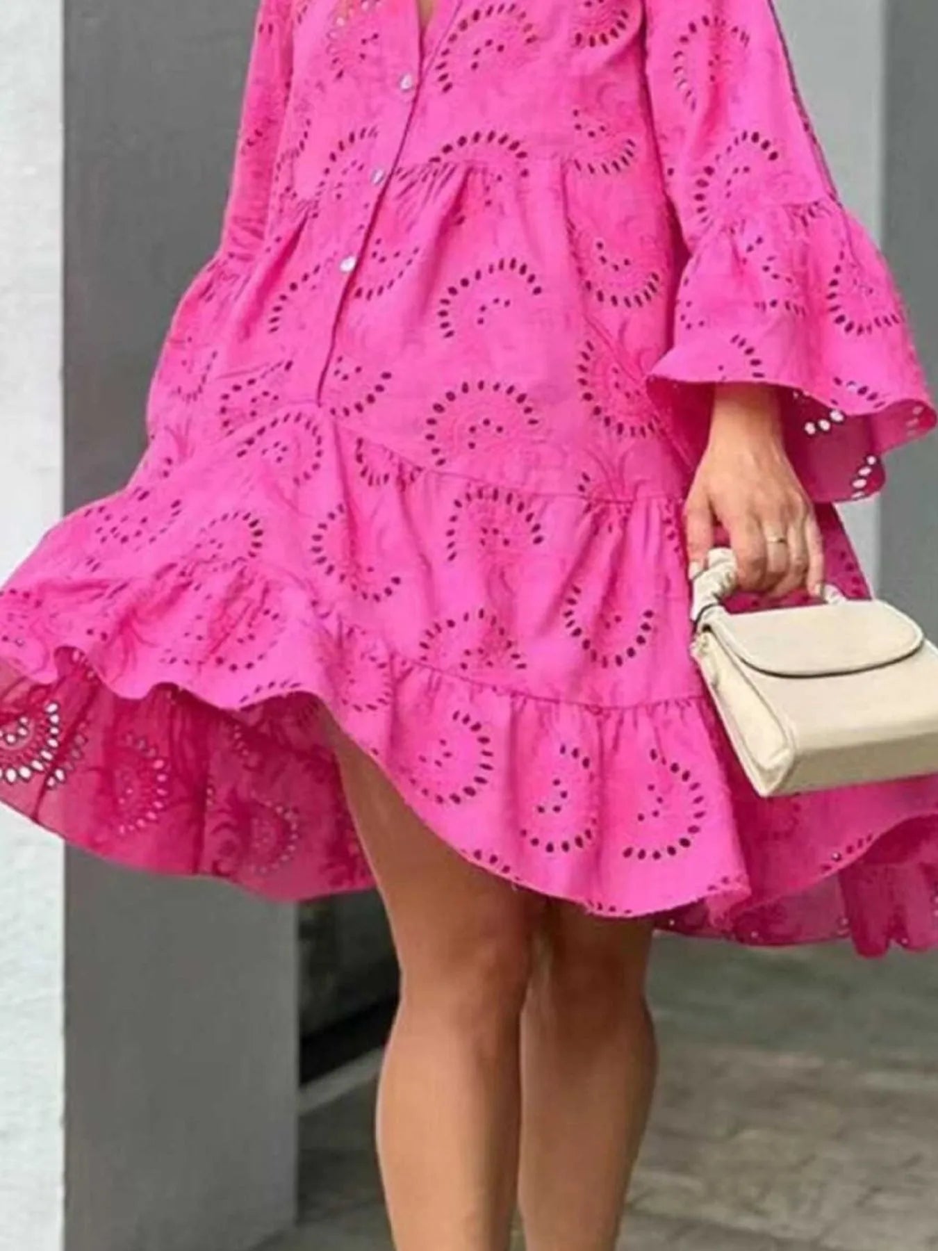 Full Size Eyelet Ruffled Hem Tiered Dress Plus Size – UsNow