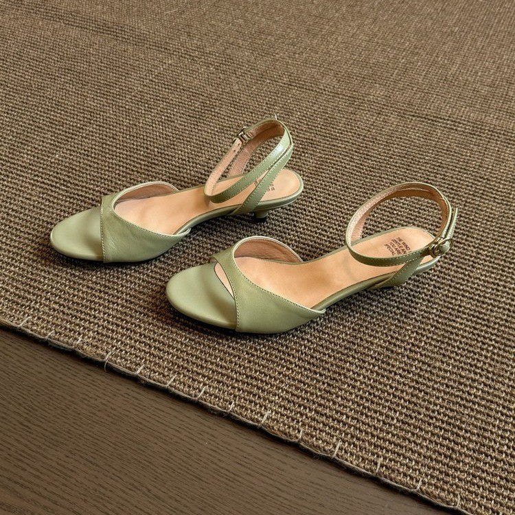 Gentle Retro Sandals with Comfortable Kitten Heel