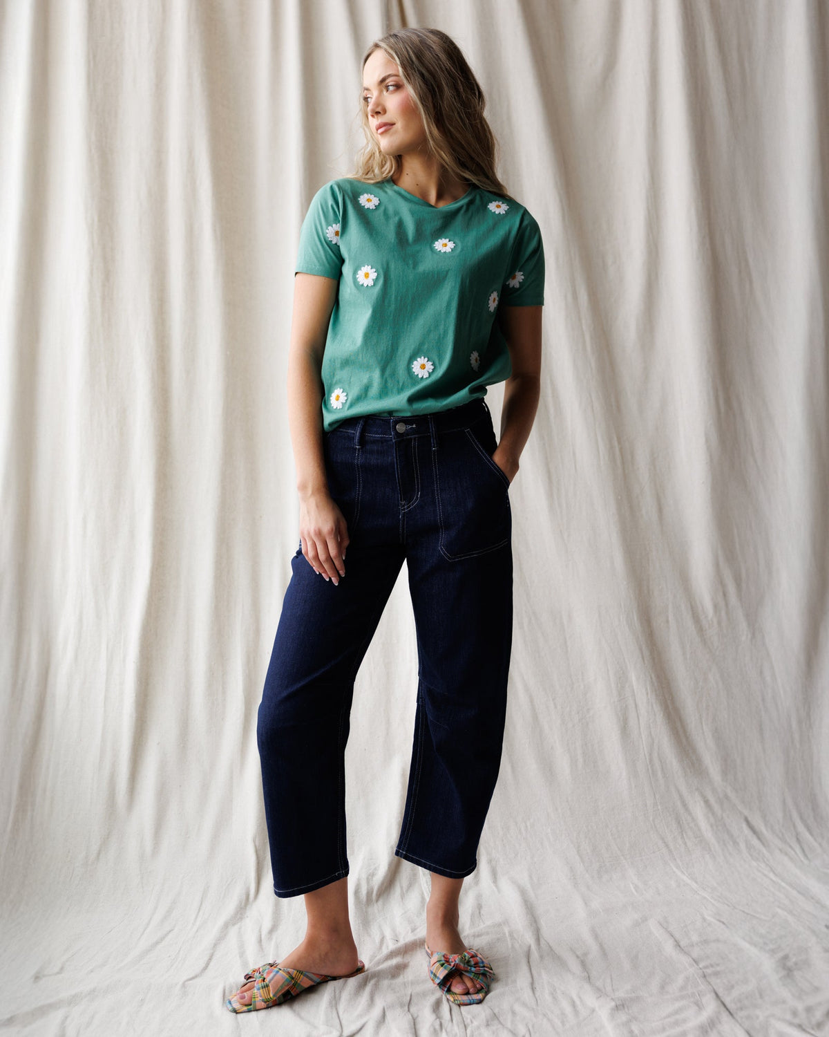 High-Rise Barrel-Leg Jeans