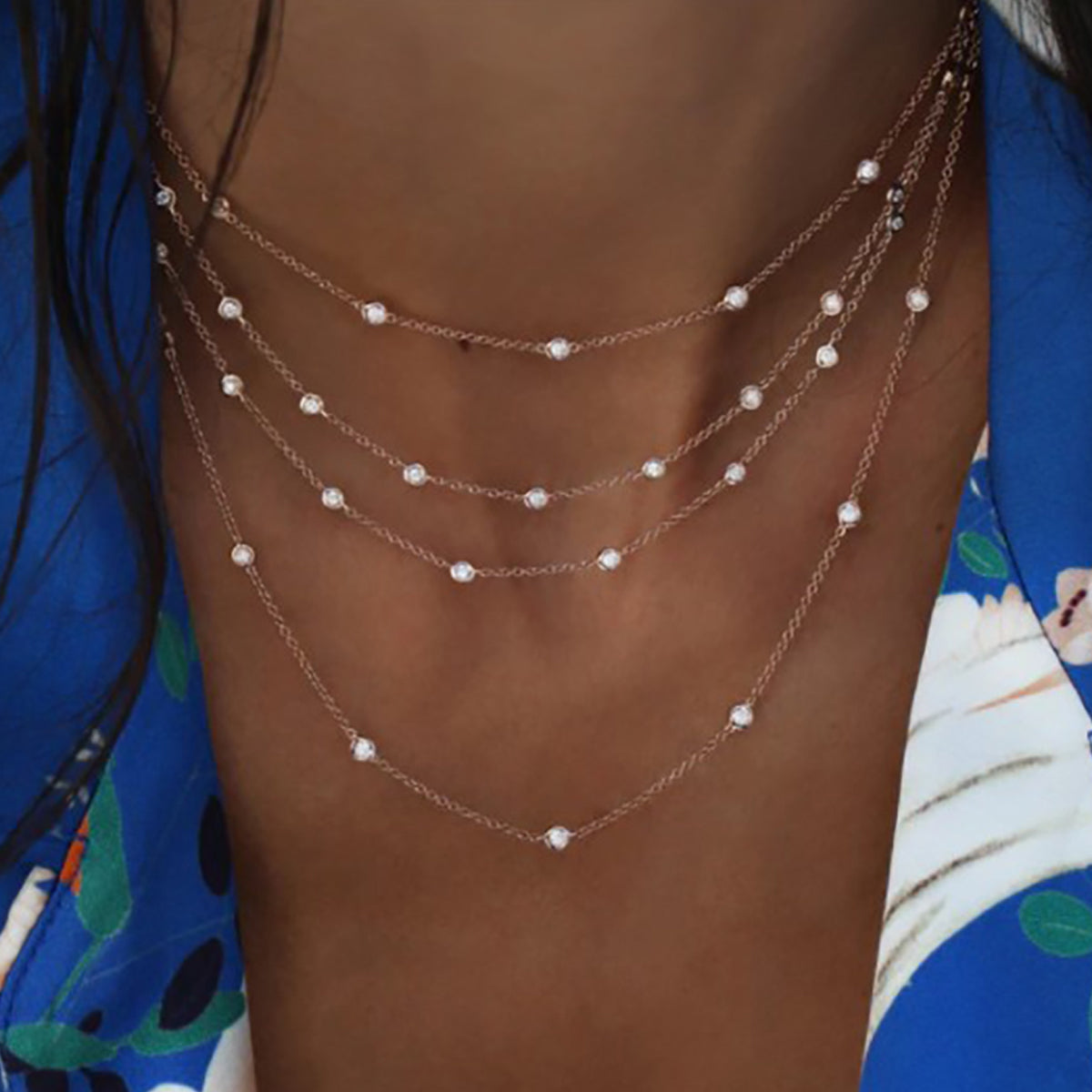 14kt Gold Diamond Bezel Choker Necklace