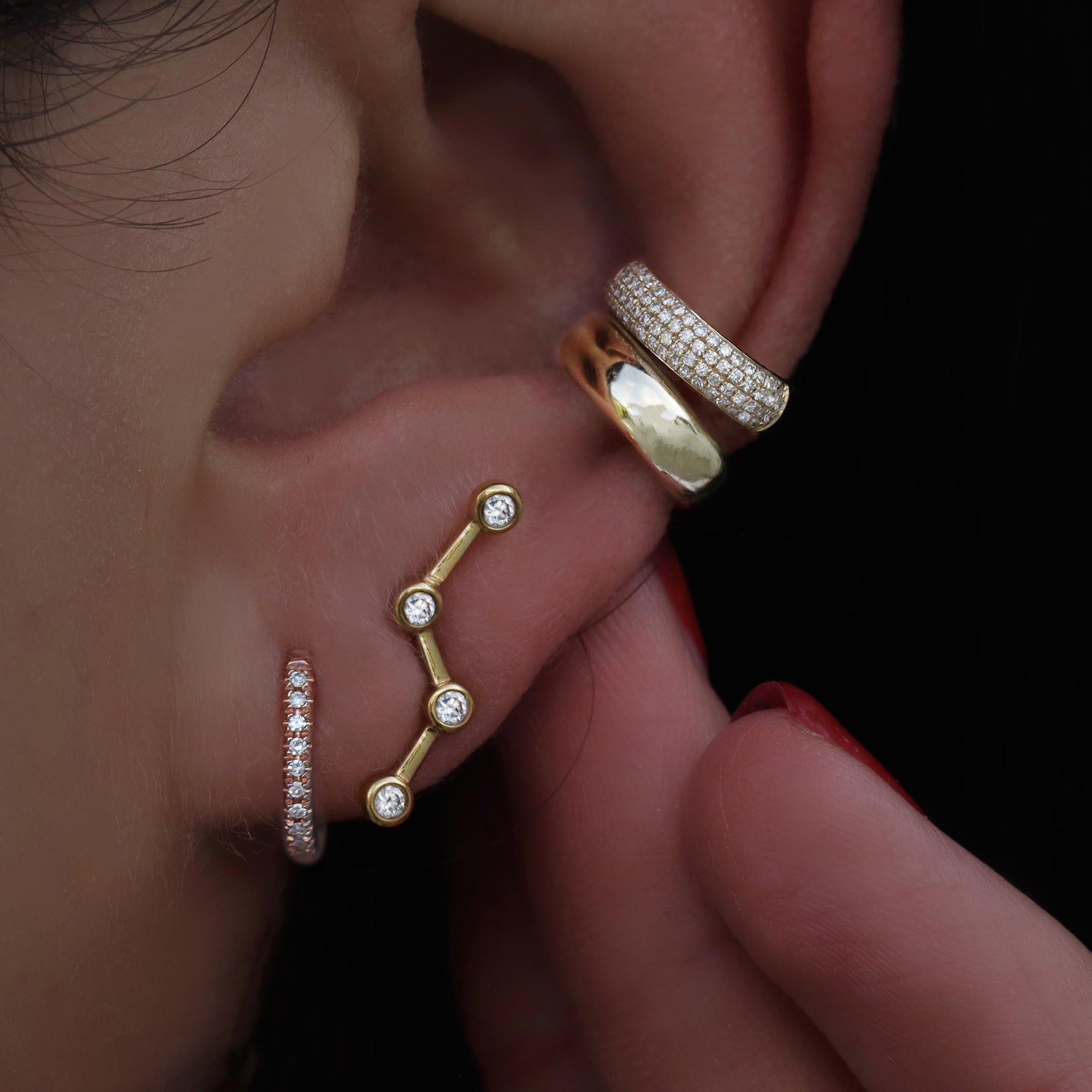 14kt Gold and Diamond Mini Hoop Earrings