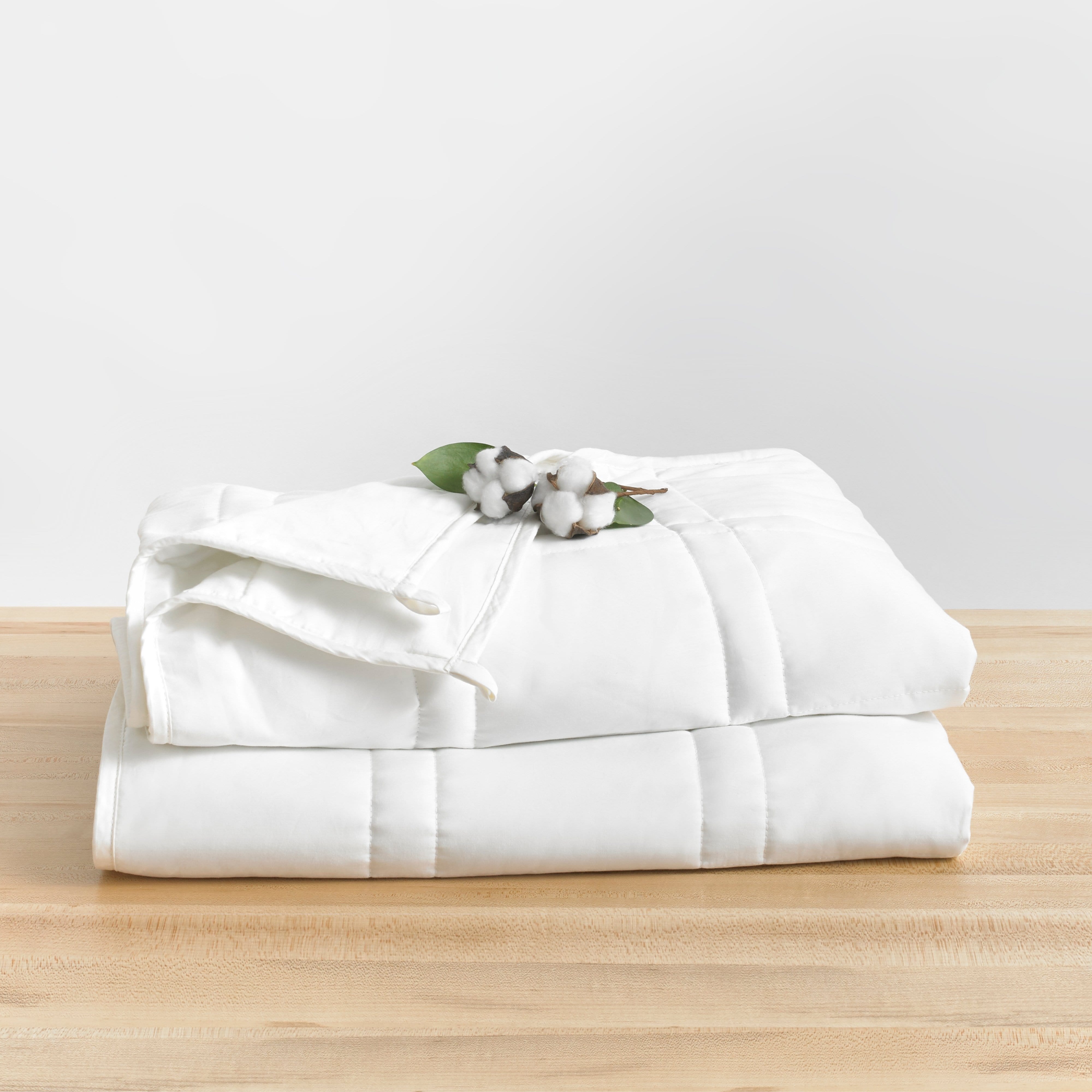 Cool Cotton Weighted Blanket • 15lb Full/Queen Blanket • Pebble White