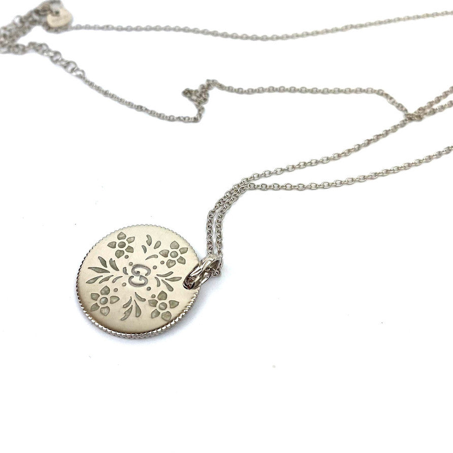 GG Floral Pendant Silver Necklace (Pre-Owned)