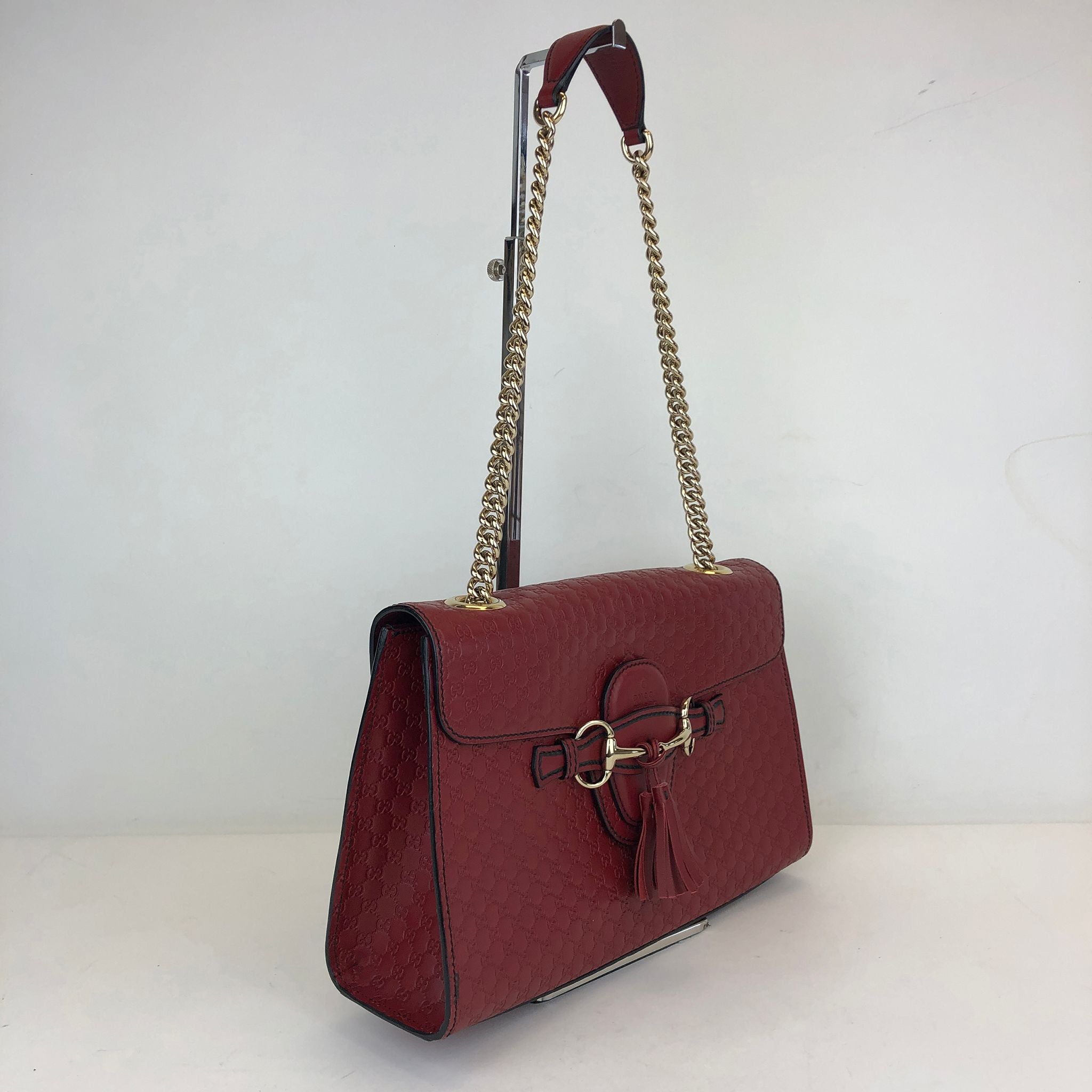 GG Emily Chain Red Flap Shoulder Bag (Pre-Owned)