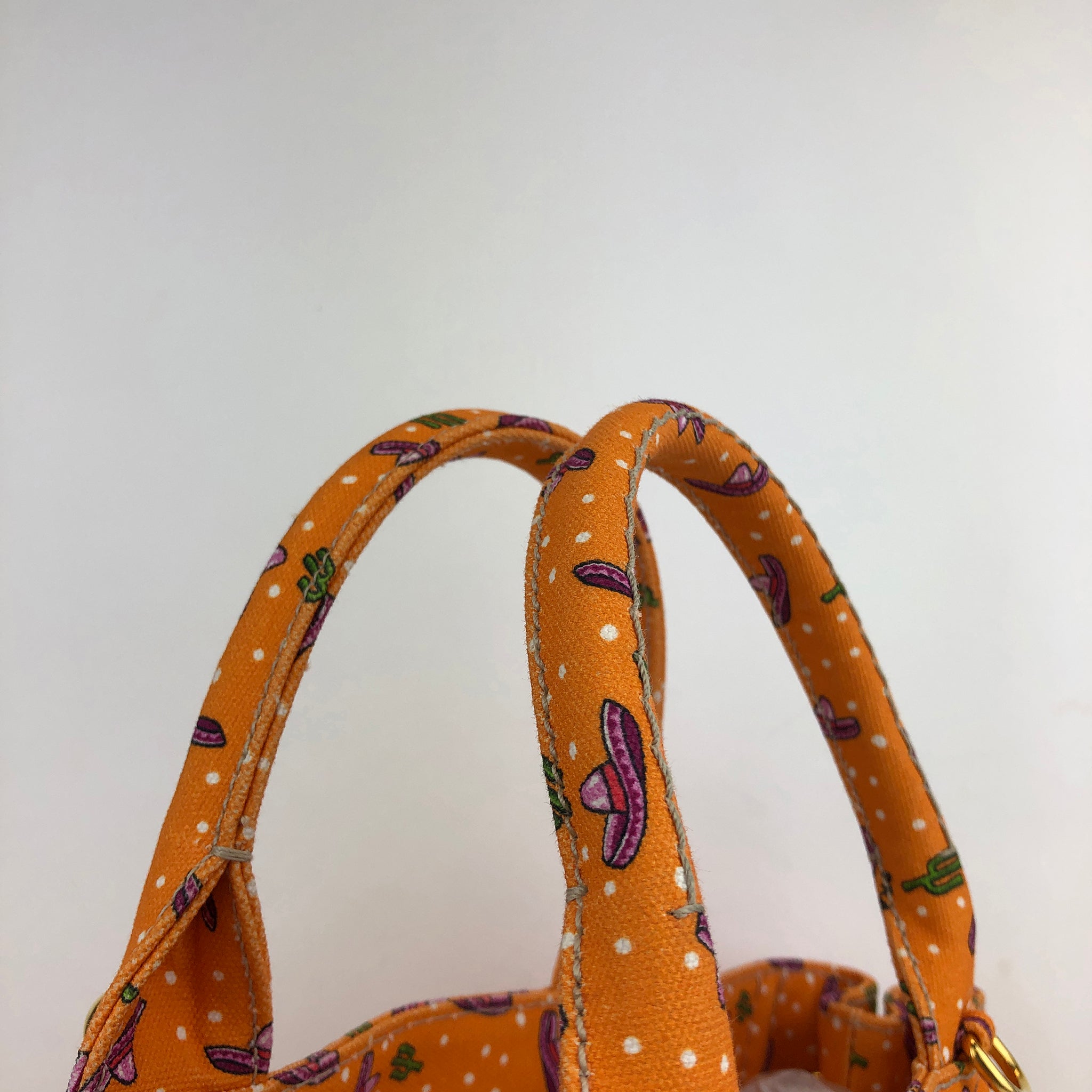 Canapa Orange Green Multi Canvas Womens Tote Bag (Pre-Owned)