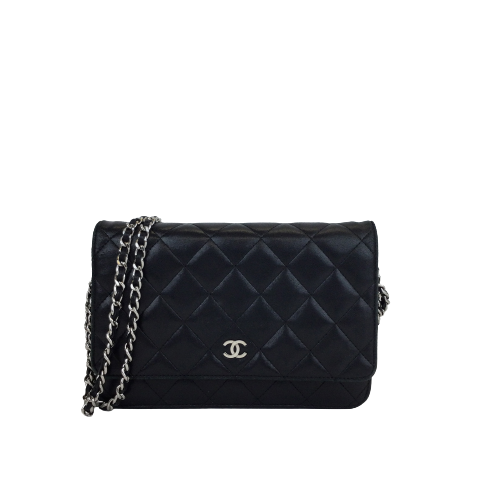 Classic Wallet On Chain Quilted Lambskin Leather (Pre-Owned)