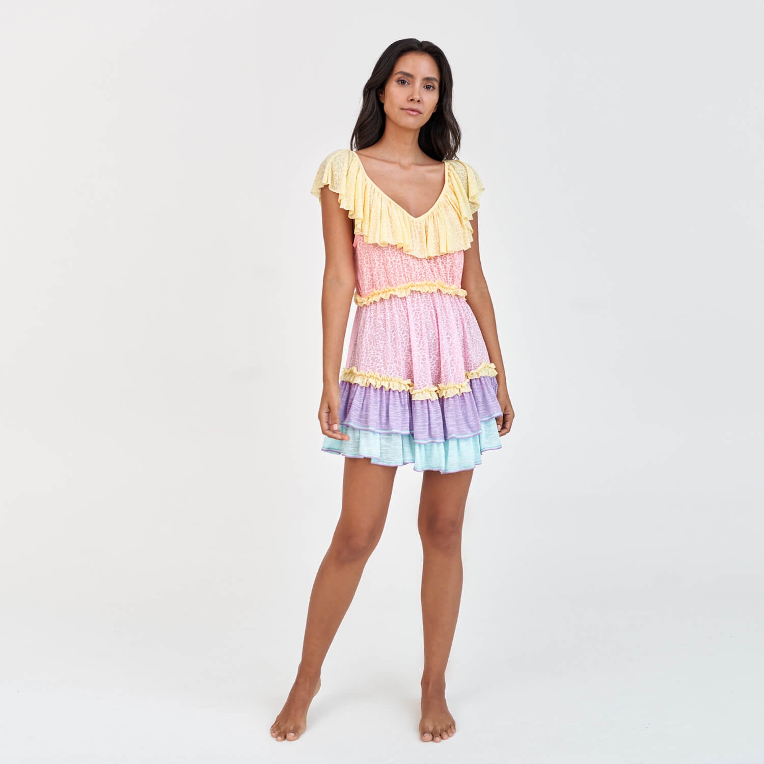 Rainbow Ruffle Mini Dress- Standard