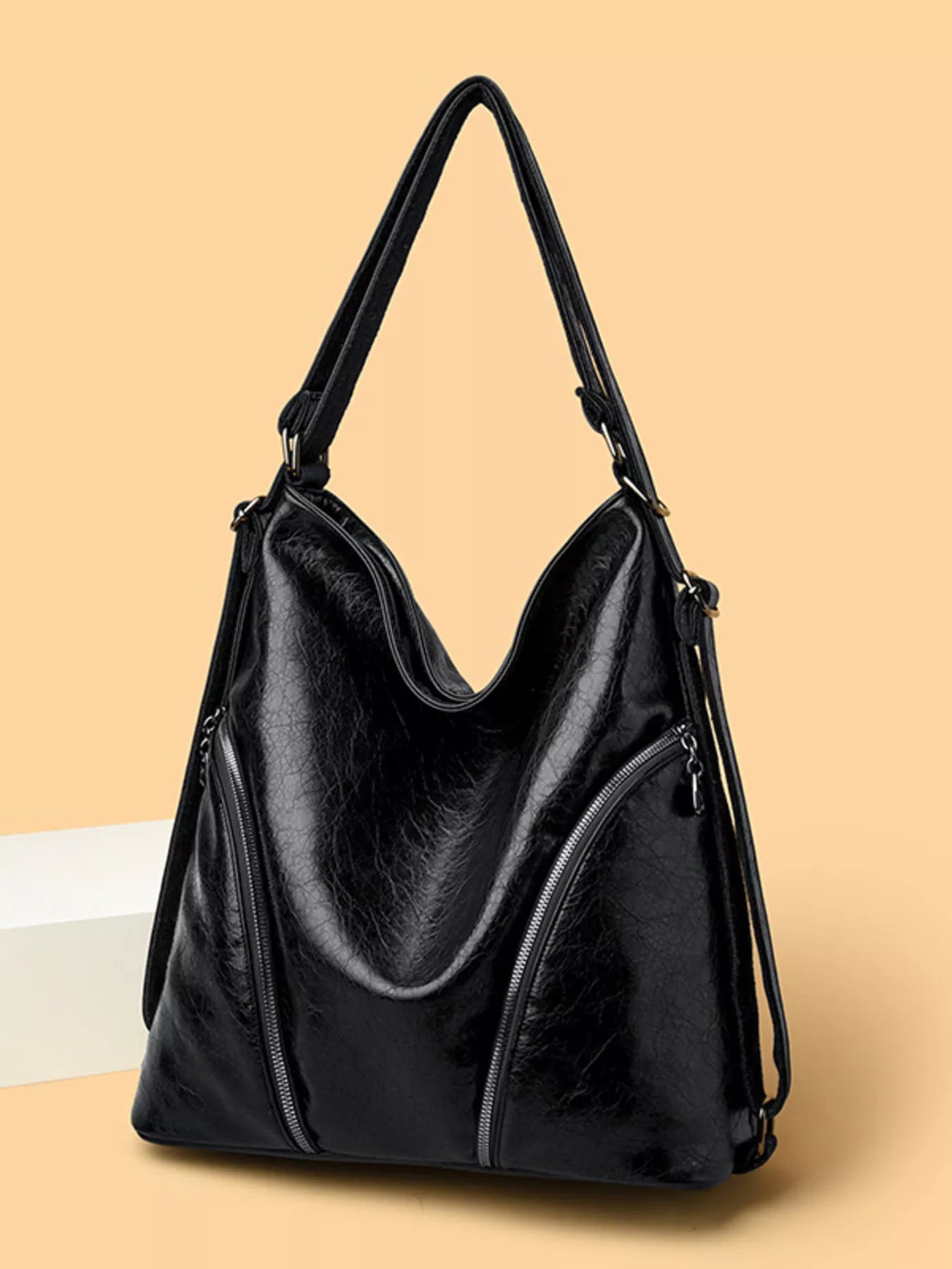 Large PU Leather Hobo Shoulder Tote Bag