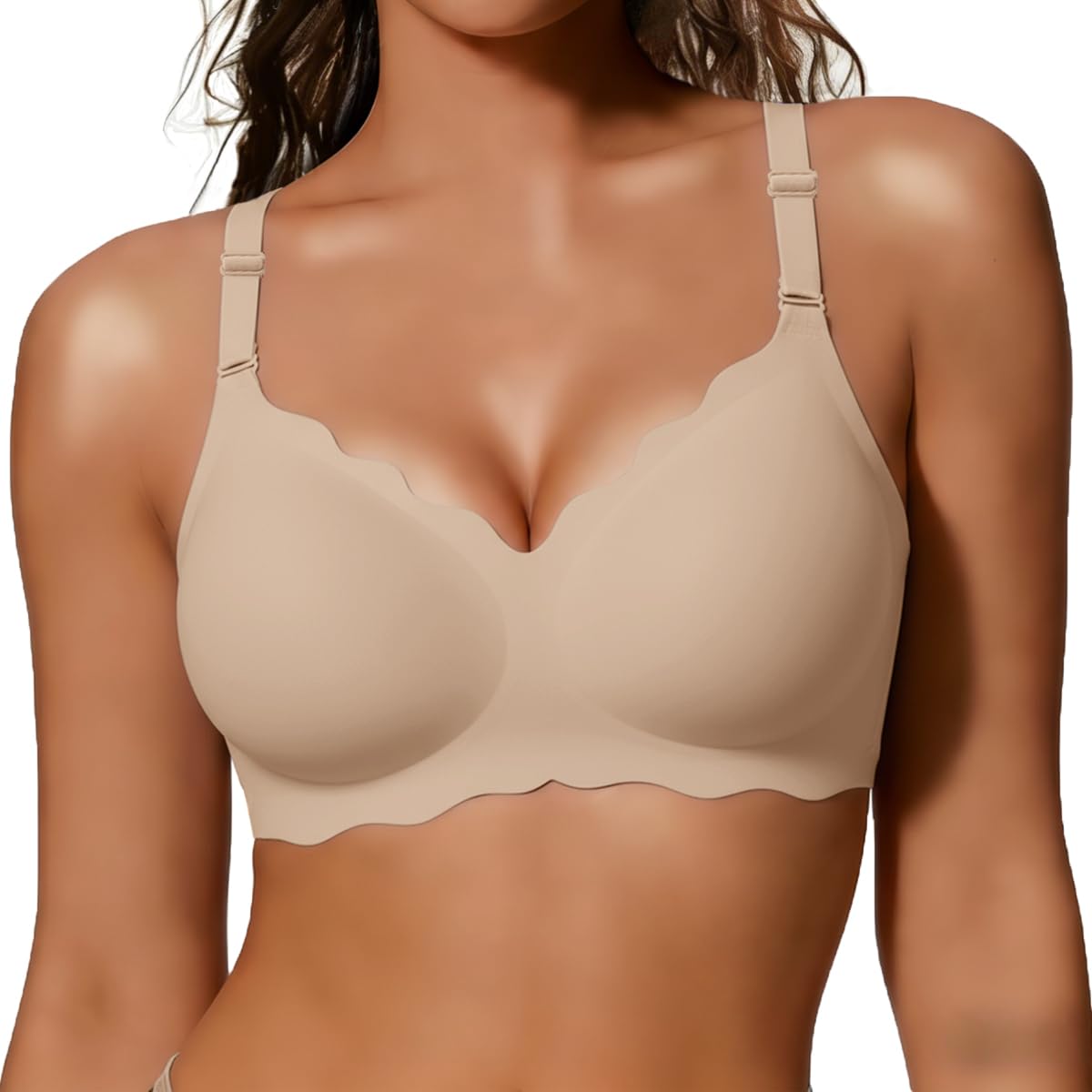 COCOMARTS Scalloped Push-UP Jelly Bras for Women, No Underwire