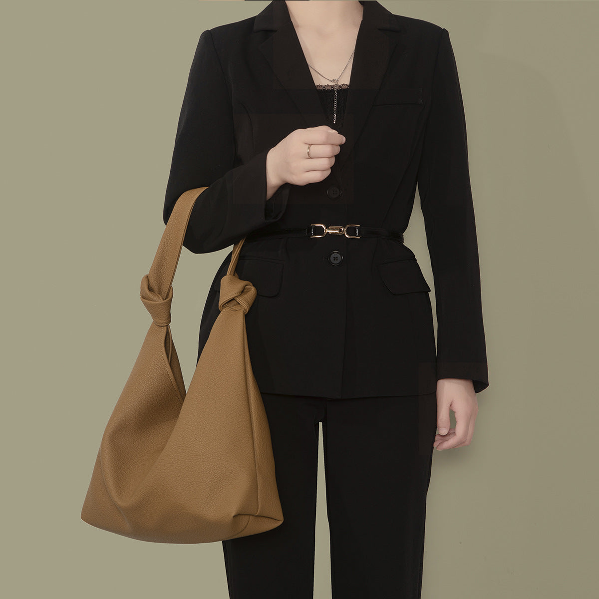 Soft Leather Hobo Tote Bag