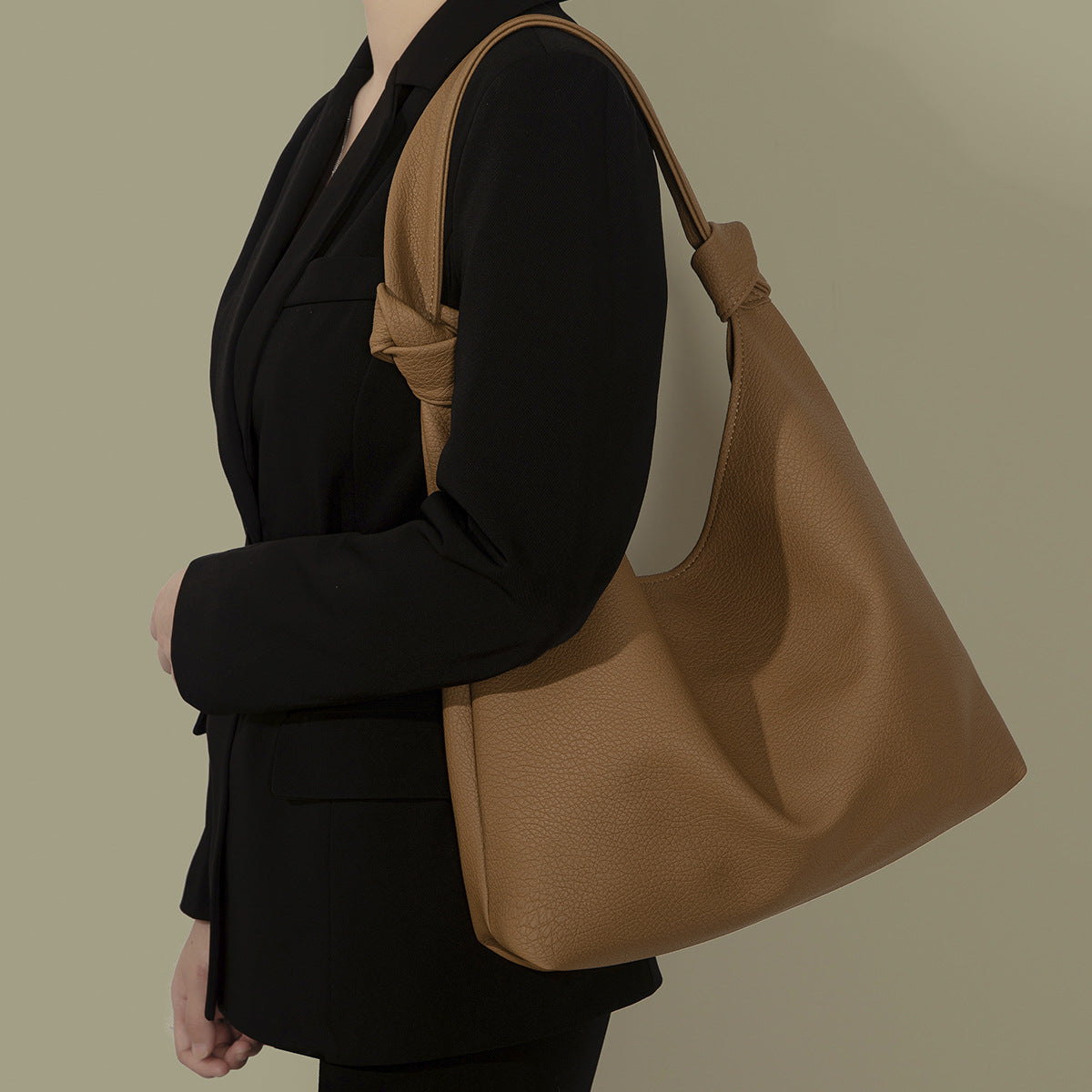 Soft Leather Hobo Tote Bag