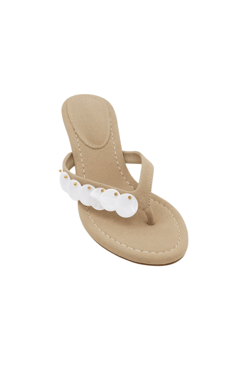 Pearl Shell Kitten Heels – Coastal Thong Sandals
