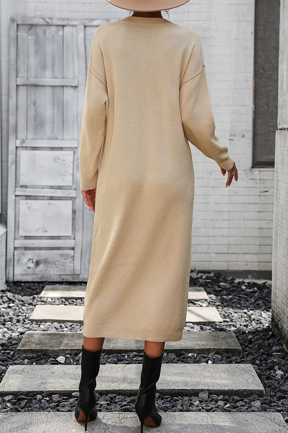 Knit Sweater Dress With Buttons