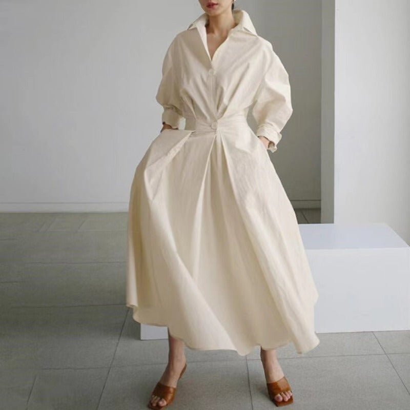 Polo Collar Long Sleeve Maxi Dress