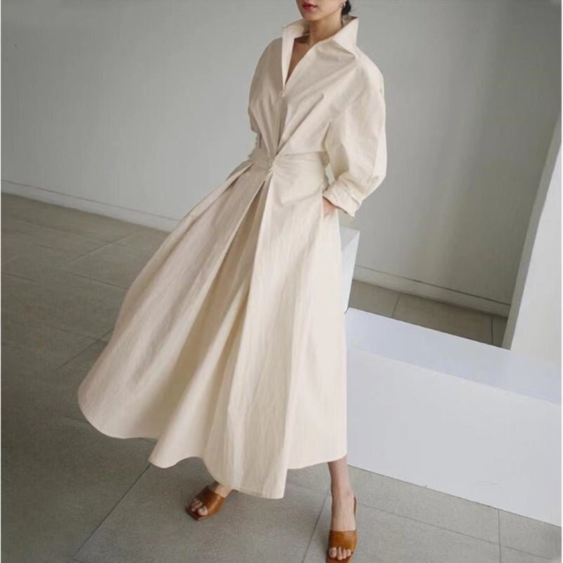 Polo Collar Long Sleeve Maxi Dress