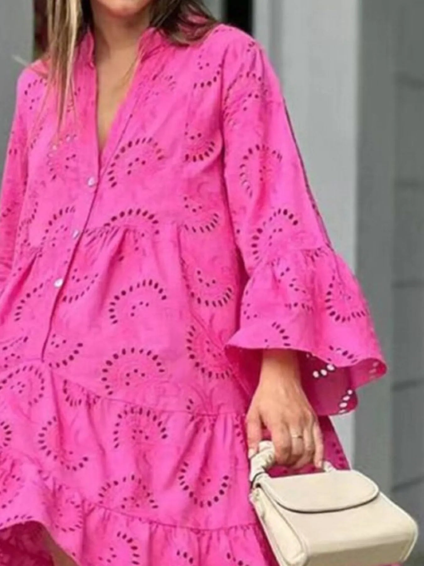 Full Size Eyelet Ruffled Hem Tiered Dress Plus Size – UsNow