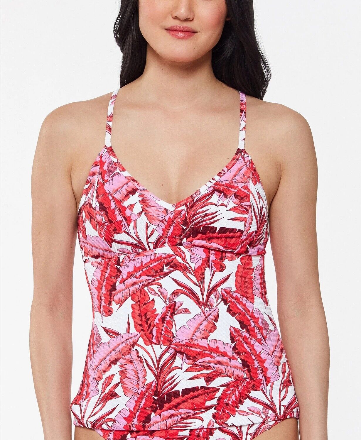 Jessica Multi Jessica Simpson Fuchsia Multi Paradiso Palm Crossed-Back Tankini Top ...