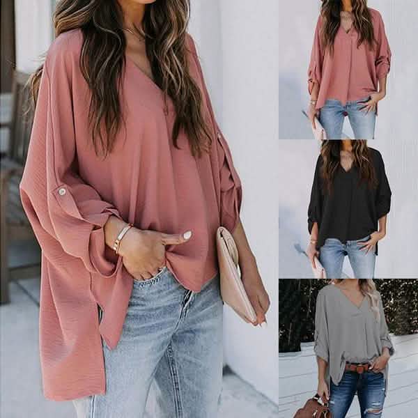 Loose and Flowy V-Neck Blouse